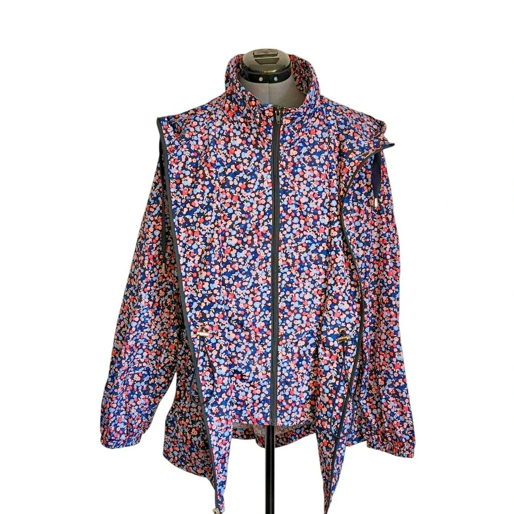 Kate Spade Packable Anorak Utility Jacket‎ Park Ave Floral Double Zip Size XL
